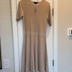 Ann Taylor Beige Ribbed Midi Dress